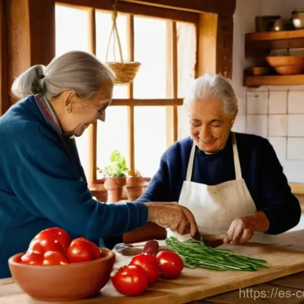 가족의 요리 유산을 위한 워크숍 주제 - **Prompt 1: Grandparents and Grandchild Cooking Together in a Rustic Spanish Kitchen**
"A heartw...
