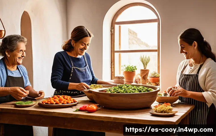 가족 요리 유산의 역사적 변천사 - A warm, cozy family kitchen scene in a traditional Spanish home during a festive celebration like Ch...